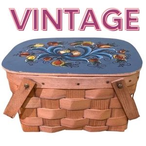 Vintage Putney Vermont Handpainted Basket